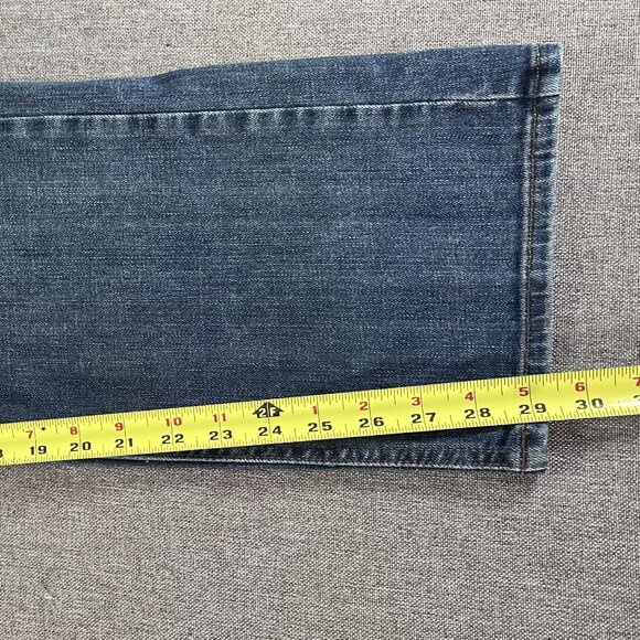 Wrangler Denim Jeans Men's "34" SLIM STRAIGTH Leg Blue Medium Wash Work Casual - Picture 12 of 14